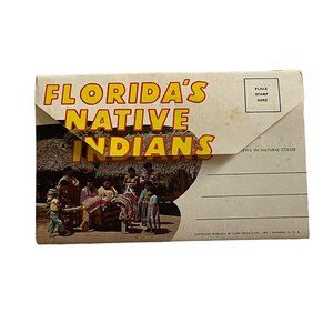Vintage Florida Native Indians Souvenir Foldout Postcard Booklet u 1953 Non Topo